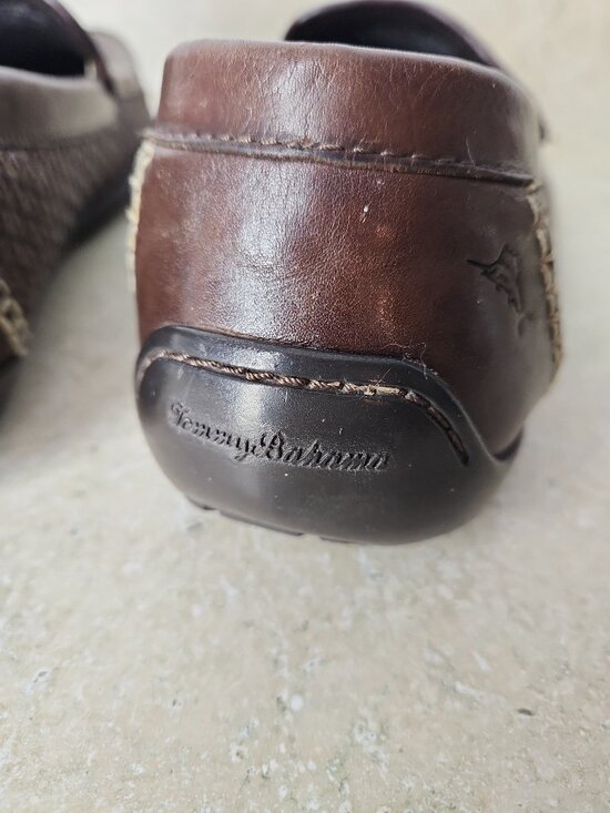 Tommy Bahama Orson Woven Leather shoes Loafers dark brown men\'s 12 D wide main image 4